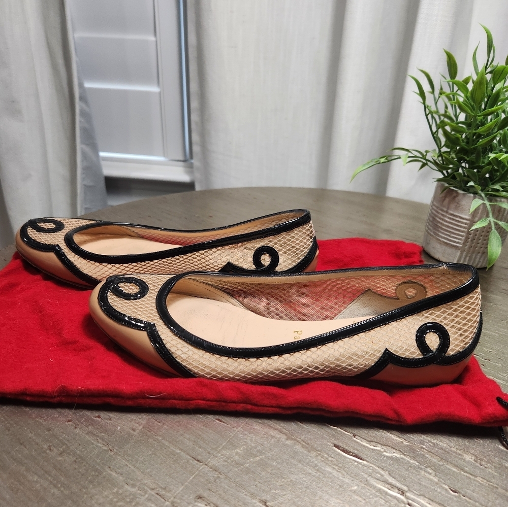 Christian Louboutin Beige and Black Flats